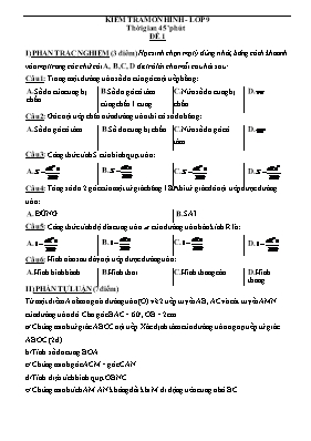 4 Đề kiểm tra Chương III môn Hình học Lớp 9